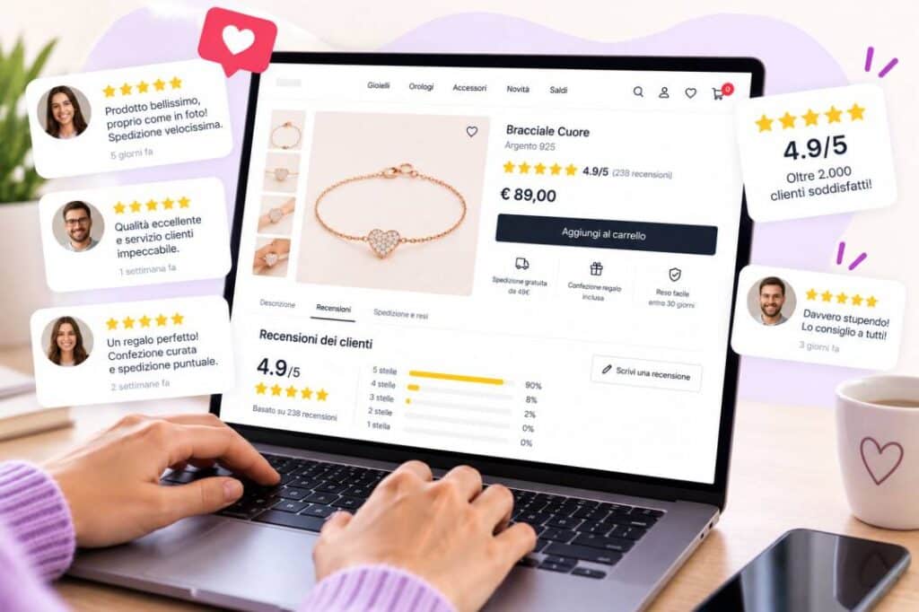 Recensioni come indicatore di fiducia ecommerce